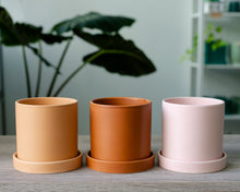 Load image into Gallery viewer, 4 Inch Ceramic Cylinder Planter with Matching Drainage Tray
