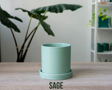 Load image into Gallery viewer, 4 Inch Ceramic Cylinder Planter with Matching Drainage Tray
